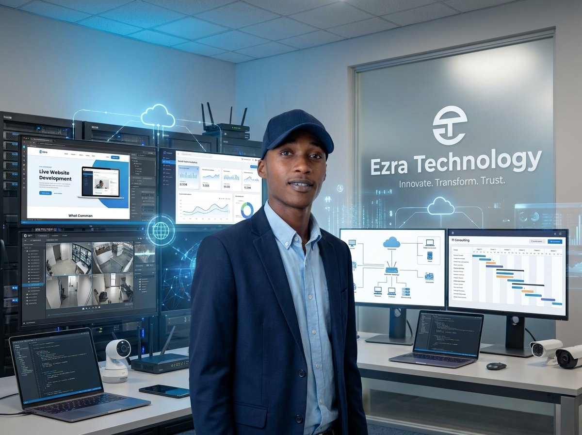 Ezra Technology team working in a modern tech studio